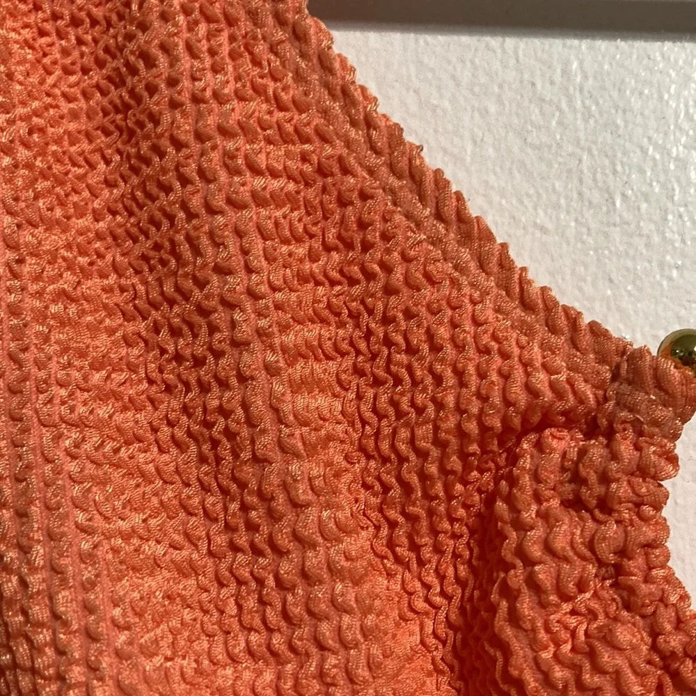 NASTY GAL Crinkle Sexy Cut Ring One Shoulder Bikini Orange Women Size 12